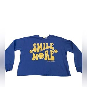 SmileyWorld Kids Blue and Yellow cropped Hoodie